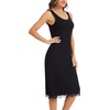 Lovasy Womens Full Slips Long Tank Tops Slip Dress with Lace Trim S-3XL(Black)