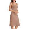 Lovasy Womens Full Slips Long Tank Tops Slip Dress with Lace Trim S-3XL(Coffee)
