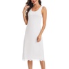 Lovasy Womens Full Slips Long Tank Tops Slip Dress with Lace Trim S-3XL(White)