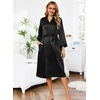 Lovasy Womens Silk Robe Satin Long Bride Robes with Pockets S-XXL(Black)