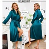 Lovasy Womens Silk Robe Satin Long Bride Robes with Pockets S-XXL(Dark Blue)