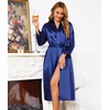 Lovasy Womens Silk Robe Satin Long Bride Robes with Pockets S-XXL(Navy Blue)