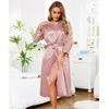 Lovasy Womens Silk Robe Satin Long Bride Robes with Pockets S-XXL(Pink)