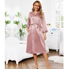 Lovasy Womens Silk Robe Satin Long Bride Robes with Pockets S-XXL(Pink)