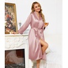Lovasy Womens Silk Robe Satin Long Bride Robes with Pockets S-XXL(Pink)