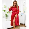Lovasy Womens Silk Robe Satin Long Bride Robes with Pockets S-XXL(Red)