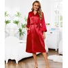 Lovasy Womens Silk Robe Satin Long Bride Robes with Pockets S-XXL(Red)