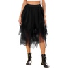 Lovasy Women Irregular Layered Tulle Fairy Skirt S-3XL(Black)