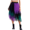 Lovasy Women Irregular Layered Tulle Fairy Skirt S-3XL(Black/Green/Purple)