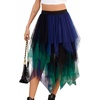 Lovasy Women Irregular Layered Tulle Fairy Skirt S-3XL(Black/Navy/Green)