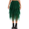 Lovasy Women Irregular Layered Tulle Fairy Skirt S-3XL(Dark Green)