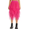 Lovasy Women Irregular Layered Tulle Fairy Skirt S-3XL(Rose Red)