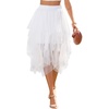 Lovasy Women Irregular Layered Tulle Fairy Skirt S-3XL(White)