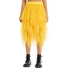 Lovasy Women Irregular Layered Tulle Fairy Skirt S-3XL(Yellow)