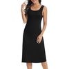 Lovasy Womens Full Slip Square Collar Basic Soft Under Dress S-3XL(Black)