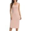 Lovasy Womens Full Slip Square Collar Basic Soft Under Dress S-3XL(Camel)
