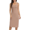 Lovasy Womens Full Slip Square Collar Basic Soft Under Dress S-3XL(Coffee)