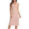 Lovasy Womens Full Slips Long Tank Tops Slip Dress with Lace Trim S-3XL(Camel)