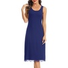 Lovasy Womens Full Slips Long Tank Tops Slip Dress with Lace Trim S-3XL(Navy Blue)
