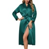 Lovasy Womens Silk Robe Satin Long Bride Robes with Pockets S-XXL(Dark Green)