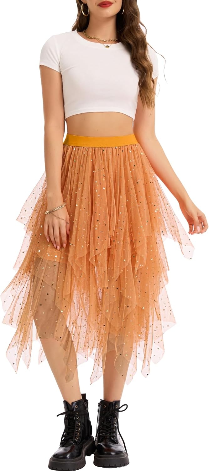 image:imageLovasy Tulle Skirt for Women Layered Fairy Tutu Skirts S3XLOrange