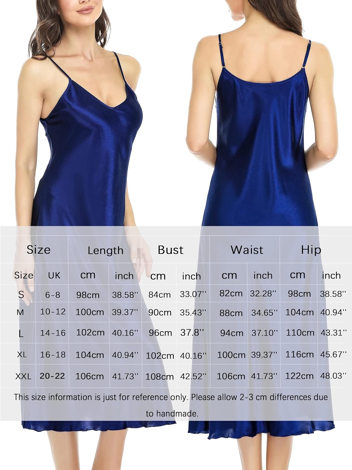 image:imageLovasy Women Satin Nightgown Sexy Long Lingerie Dress SXXLDark Blue