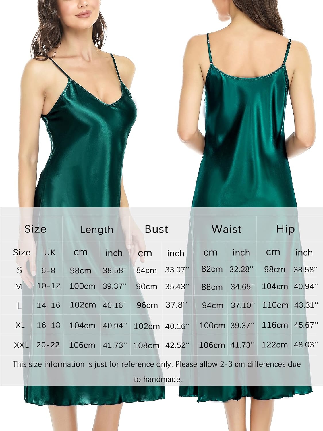 image:imageLovasy Women Satin Nightgown Sexy Long Lingerie Dress SXXLDark Green