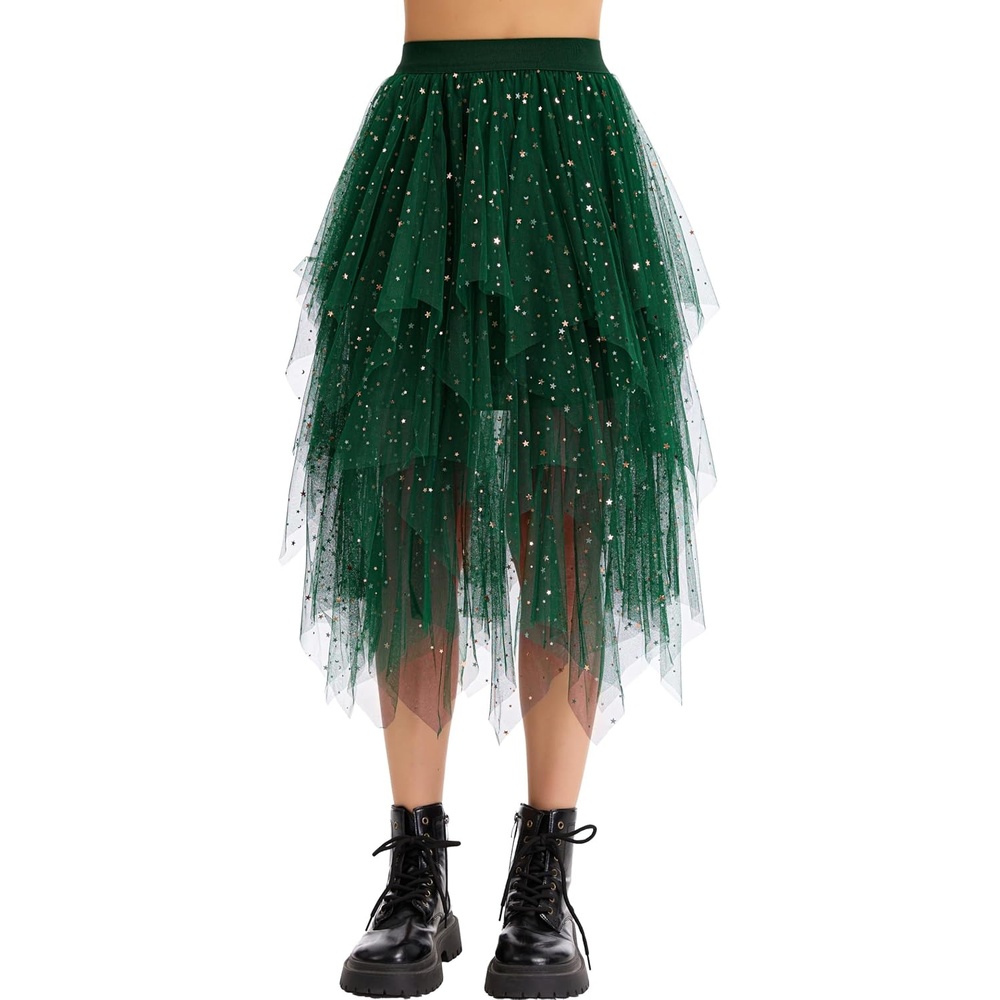 image:imageLovasy Tulle Skirt for Women Layered Fairy Tutu Skirts S3XLDark Green