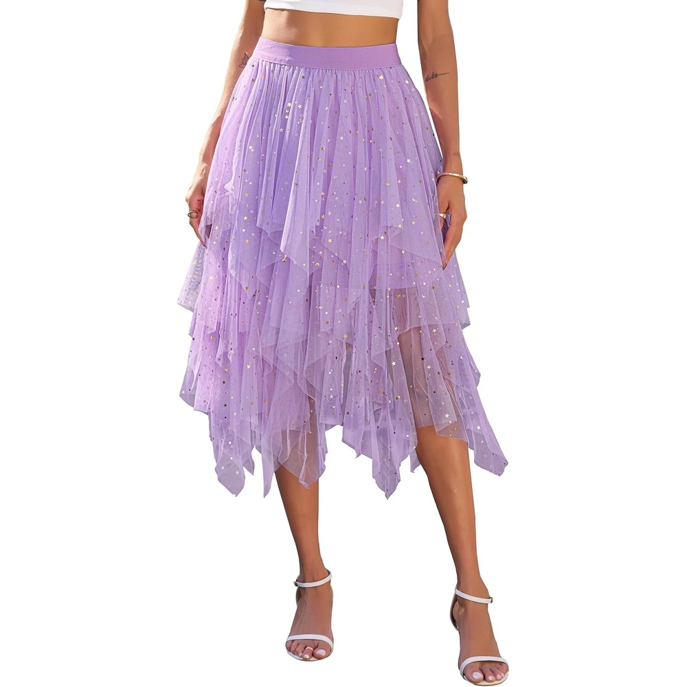 image:imageLovasy Tulle Skirt for Women Layered Fairy Tutu Skirts S3XLPurple