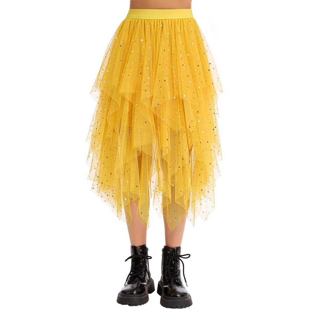 image:imageLovasy Tulle Skirt for Women Layered Fairy Tutu Skirts S3XLYellow