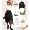 Lovasy Tulle Skirt for Women Layered Fairy Tutu Skirts S-3XL(Black)