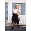 Lovasy Tulle Skirt for Women Layered Fairy Tutu Skirts S-3XL(Black)