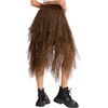 Lovasy Tulle Skirt for Women Layered Fairy Tutu Skirts S-3XL(Dark Brown)