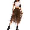 Lovasy Tulle Skirt for Women Layered Fairy Tutu Skirts S-3XL(Dark Brown)
