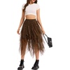 Lovasy Tulle Skirt for Women Layered Fairy Tutu Skirts S-3XL(Dark Brown)