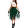 Lovasy Tulle Skirt for Women Layered Fairy Tutu Skirts S-3XL(Dark Green)