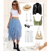 Lovasy Tulle Skirt for Women Layered Fairy Tutu Skirts S-3XL(Light Blue)