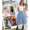 Lovasy Tulle Skirt for Women Layered Fairy Tutu Skirts S-3XL(Light Blue)