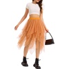 Lovasy Tulle Skirt for Women Layered Fairy Tutu Skirts S-3XL(Orange)