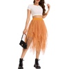 Lovasy Tulle Skirt for Women Layered Fairy Tutu Skirts S-3XL(Orange)