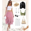 Lovasy Tulle Skirt for Women Layered Fairy Tutu Skirts S-3XL(Pink)