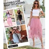Lovasy Tulle Skirt for Women Layered Fairy Tutu Skirts S-3XL(Pink)