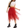 Lovasy Tulle Skirt for Women Layered Fairy Tutu Skirts S-3XL(Red)