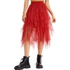 Lovasy Tulle Skirt for Women Layered Fairy Tutu Skirts S-3XL(Red)