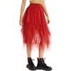 Lovasy Tulle Skirt for Women Layered Fairy Tutu Skirts S-3XL(Red)