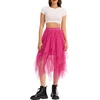 Lovasy Tulle Skirt for Women Layered Fairy Tutu Skirts S-3XL(Rose Red)