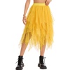 Lovasy Tulle Skirt for Women Layered Fairy Tutu Skirts S-3XL(Yellow)