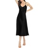 Lovasy Women Satin Nightgown Sexy Long Lingerie Dress S-XXL(Black)