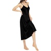 Lovasy Women Satin Nightgown Sexy Long Lingerie Dress S-XXL(Black)