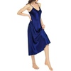 Lovasy Women Satin Nightgown Sexy Long Lingerie Dress S-XXL(Dark Blue)